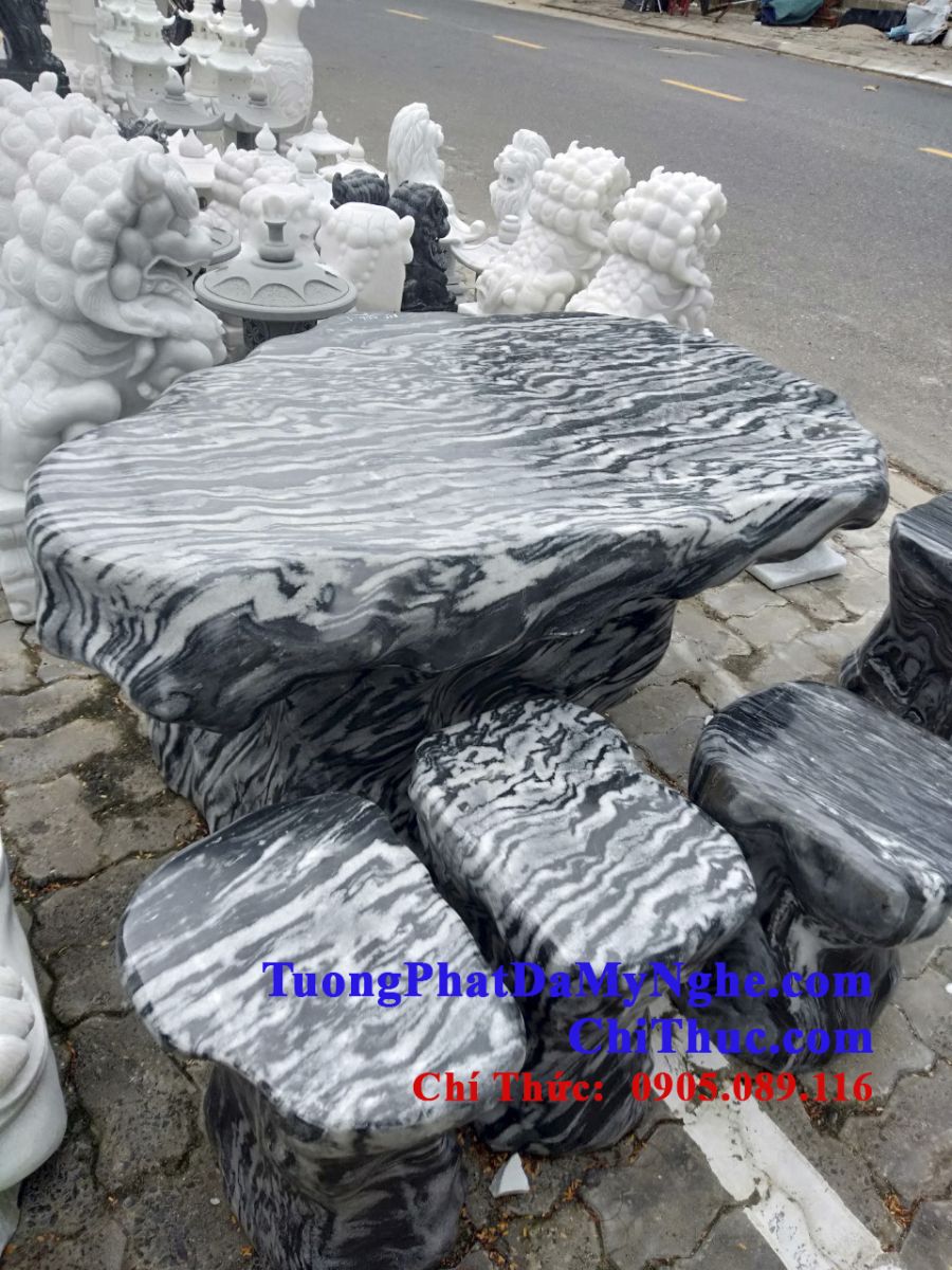 Mẫu bàn ghế đá sần vườn đá non nước